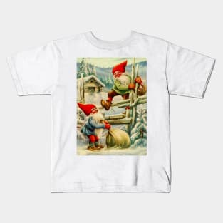 “Over the Wooden Fence” Gnomes by Jenny Nystrom Kids T-Shirt